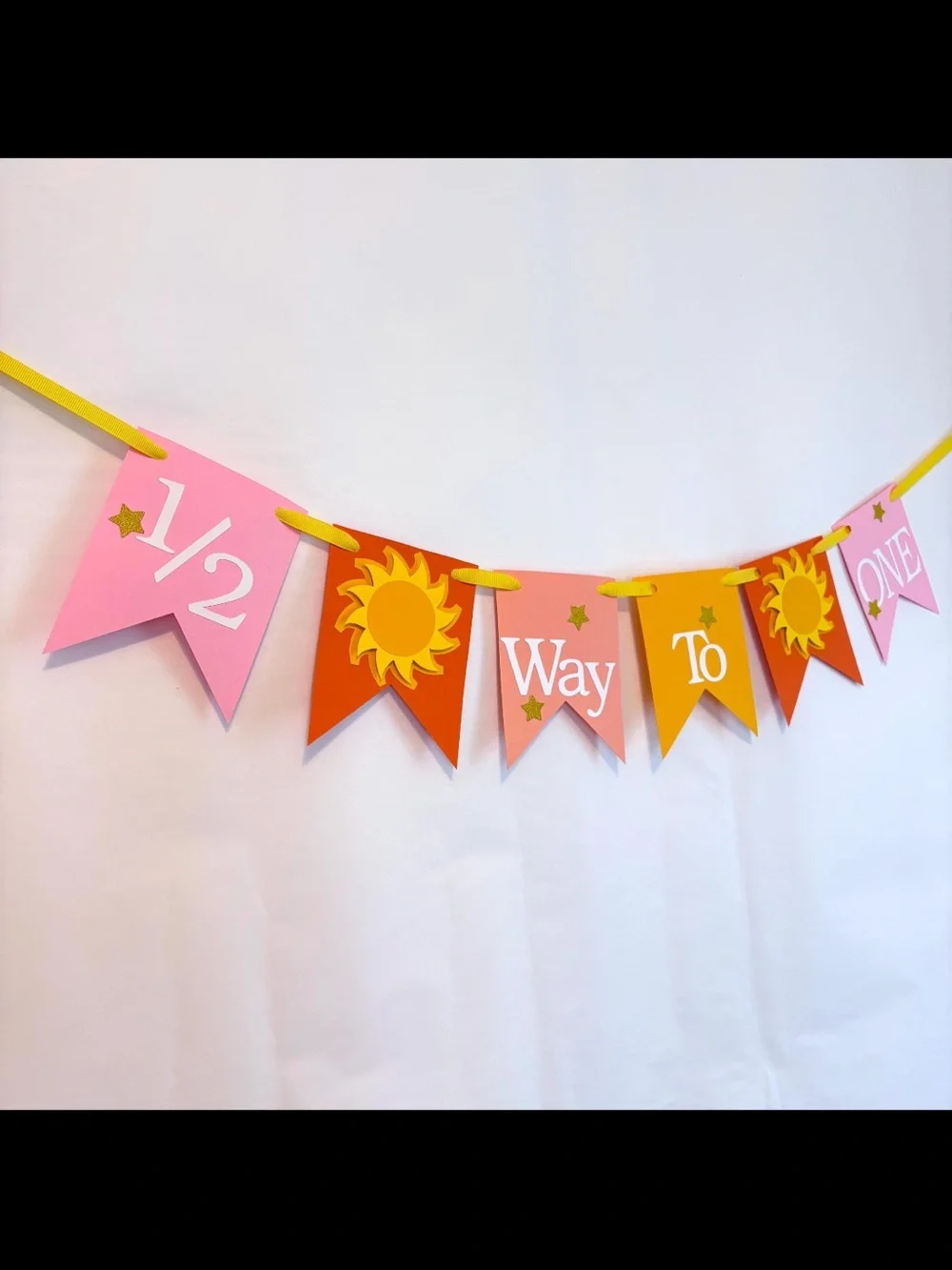 Sunshine Pink & Orange '1/2 Way To One' Party Banner